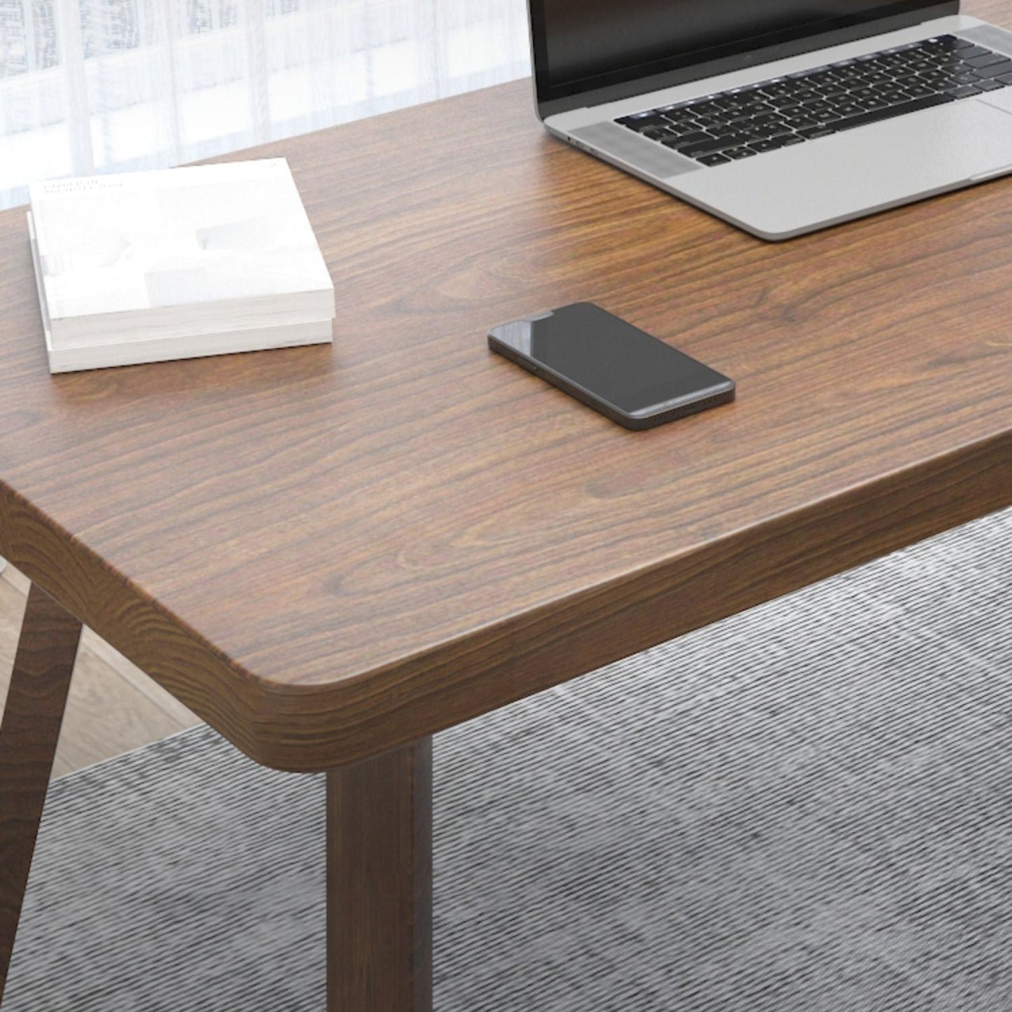 Modern Style Home Office Desk Curved Solid Wood Sled Writing Desk Clearhalo 'furn' 'furn_office_desk' 'Furniture' 'Office Desks' 'Office Furniture' 'office_desk' 5405540