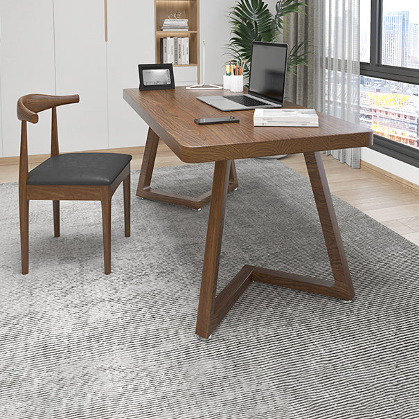 Modern Style Home Office Desk Curved Solid Wood Sled Writing Desk Clearhalo 'furn' 'furn_office_desk' 'Furniture' 'Office Desks' 'Office Furniture' 'office_desk' 5405543