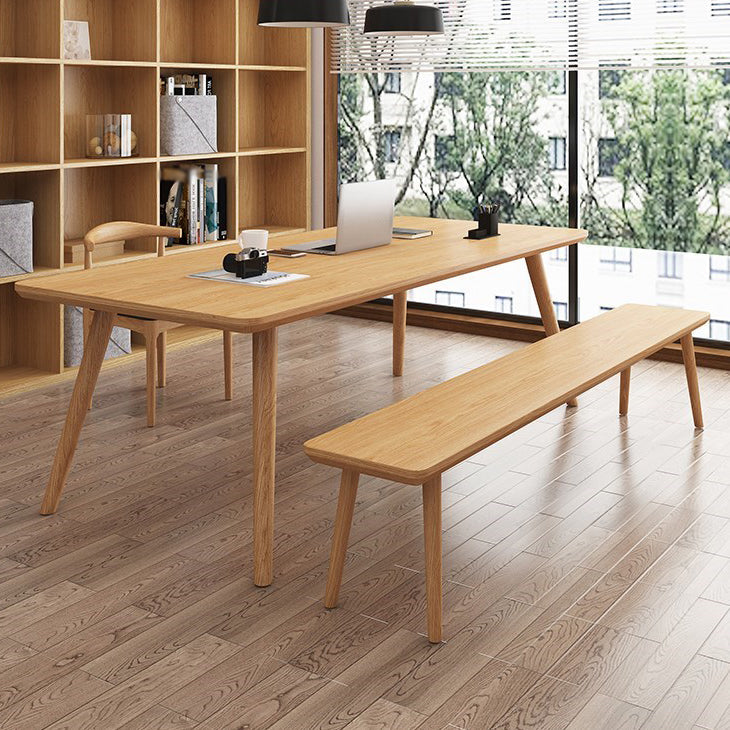 ソリッドウッド湾曲した会議テーブルホームオフィスモダンライティングデスク