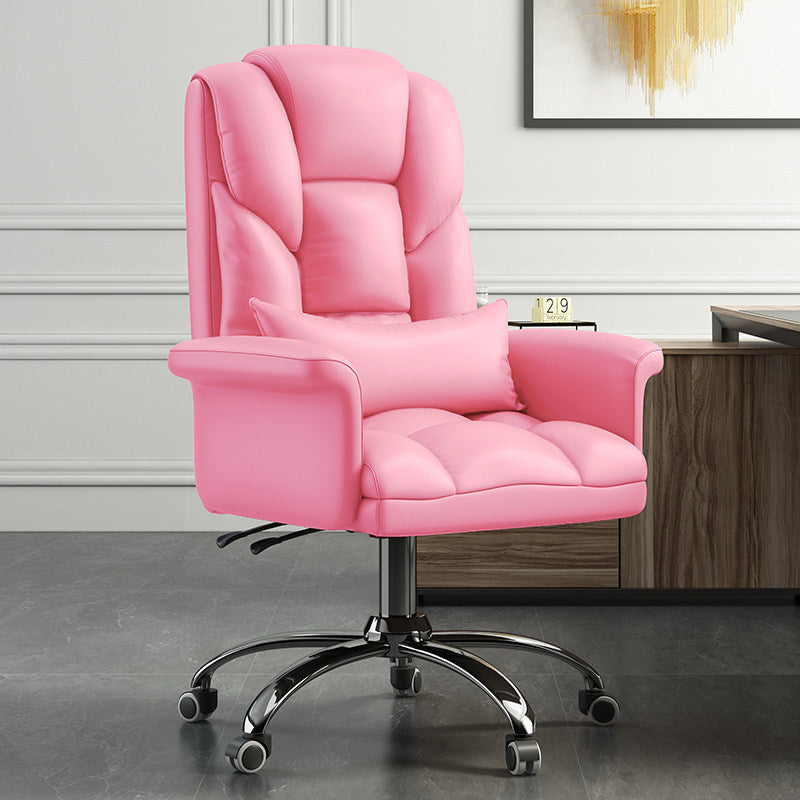 Silla de escritorio de computadora de espalda alta con ruedas silla de tareas contemporáneas de marco de metal cromado