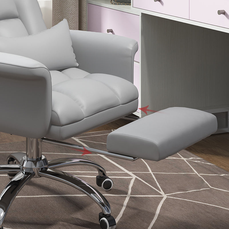 Silla de escritorio de computadora de espalda alta con ruedas silla de tareas contemporáneas de marco de metal cromado