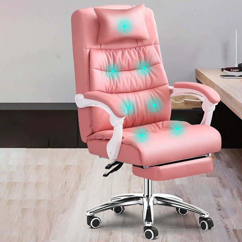 Chaise de bureau à cadre en métal argenté chaise de tâche en cuir de style contemporain avec roues