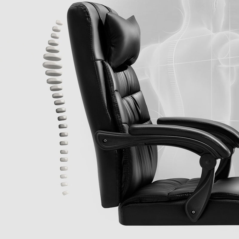 Chaise de bureau à cadre en métal argenté chaise de tâche en cuir de style contemporain avec roues