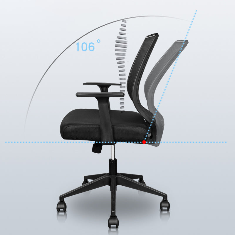 Silla de escritorio moderno de metal plateado con silla de conferencia de malla a mitad de devolución