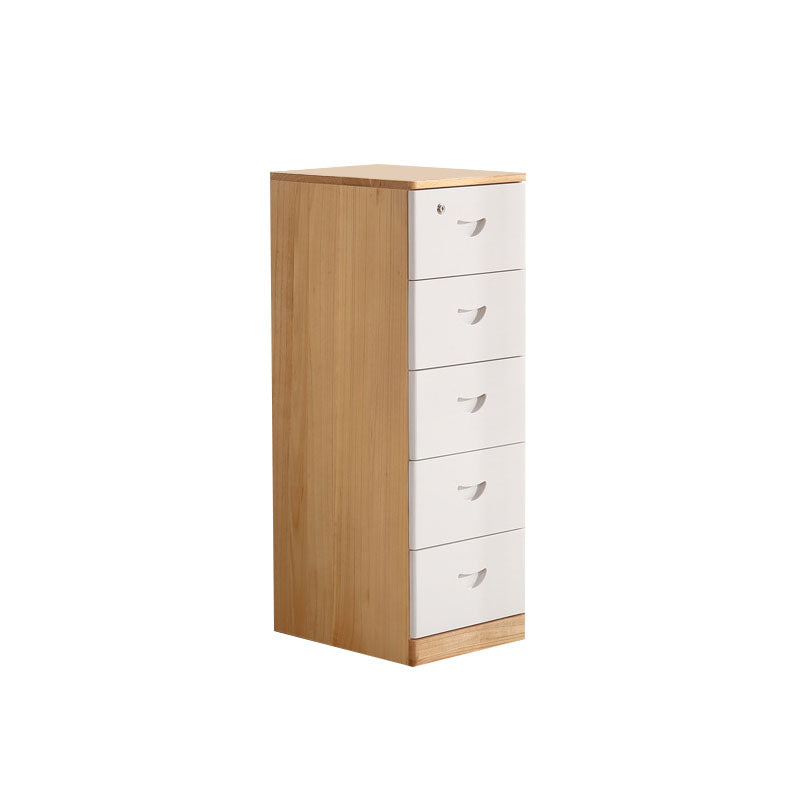 Wooden Lingerie Chest Modern Style Vertical Storage Chest Dresser with Wheel