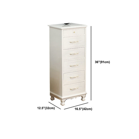 White Wooden Lingerie Chest Modern Style Vertical Storage Chest Dresser