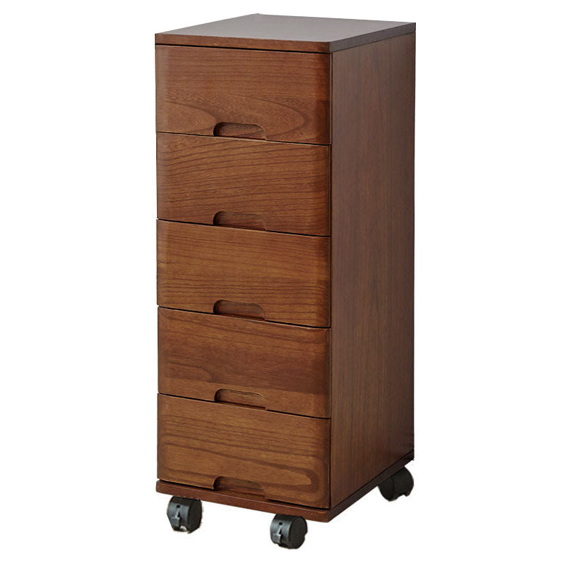 White and Brown Wooden Lingerie Chest Vertical Storage Chest Dresser with Wheels 14"L x 16"W x 35.5"H Coffee Clearhalo 'Bedroom Furniture' 'Dressers & Chests' 'dressers_chests' 'furn' 'furn_dressers_chests' 'Furniture' 5406080