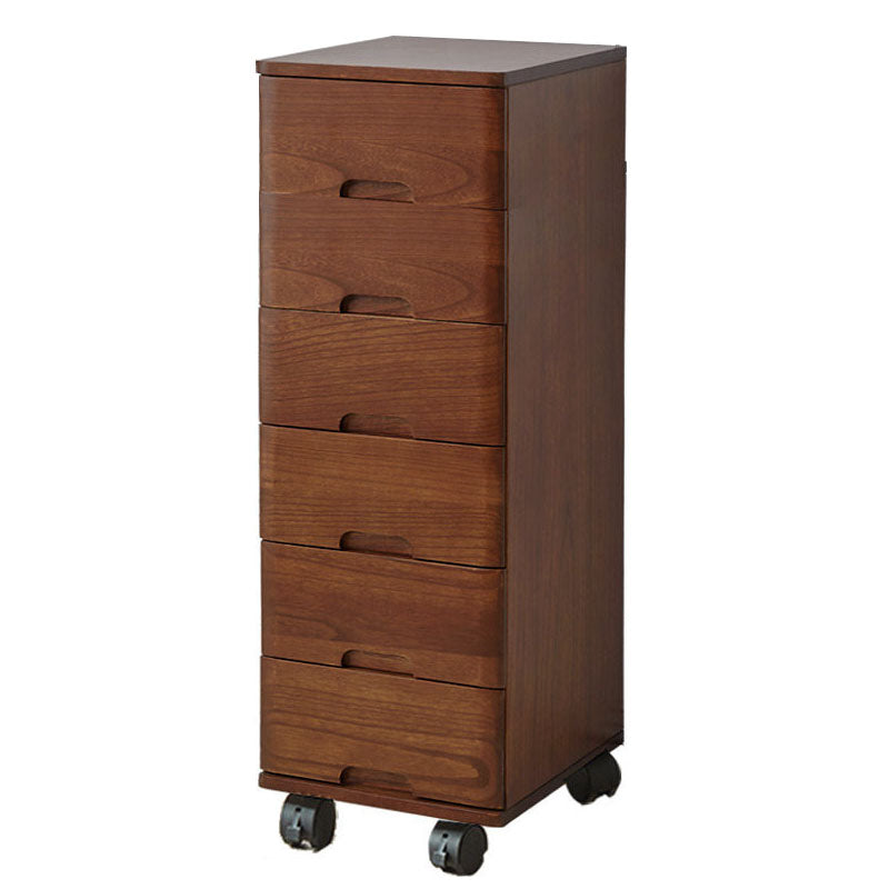 White and Brown Wooden Lingerie Chest Vertical Storage Chest Dresser with Wheels 14"L x 16"W x 42"H Coffee Clearhalo 'Bedroom Furniture' 'Dressers & Chests' 'dressers_chests' 'furn' 'furn_dressers_chests' 'Furniture' 5406082