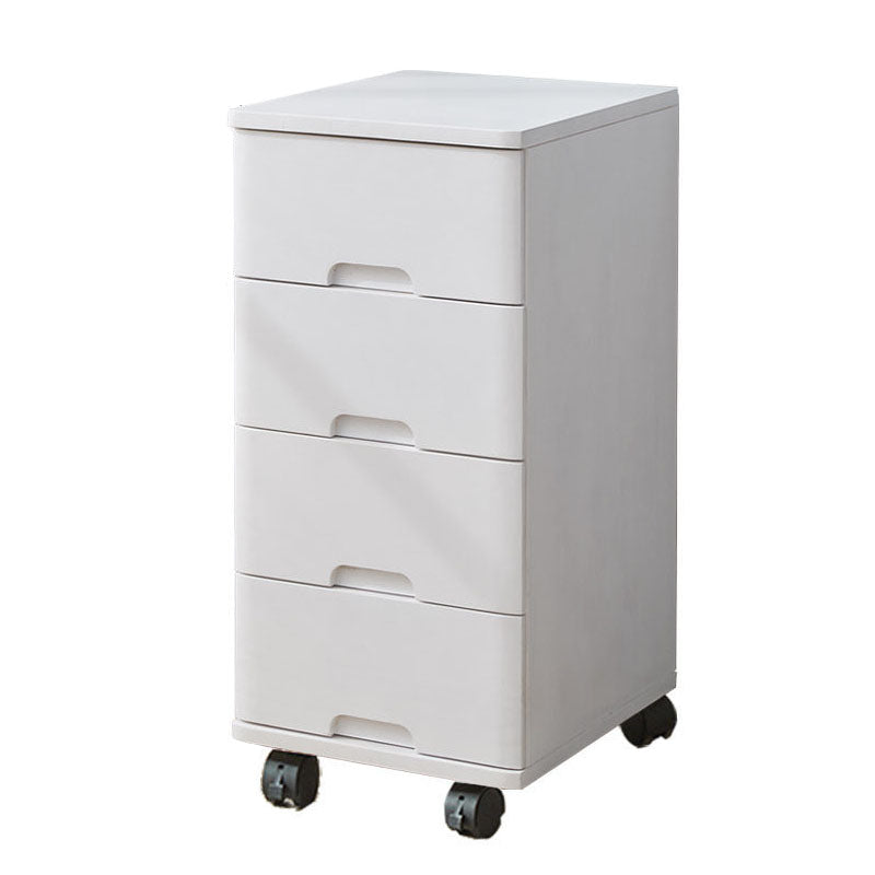 White and Brown Wooden Lingerie Chest Vertical Storage Chest Dresser with Wheels 14"L x 16"W x 29"H White Clearhalo 'Bedroom Furniture' 'Dressers & Chests' 'dressers_chests' 'furn' 'furn_dressers_chests' 'Furniture' 5406087