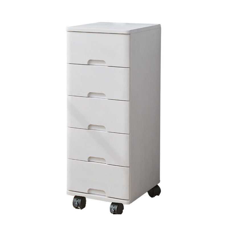 White and Brown Wooden Lingerie Chest Vertical Storage Chest Dresser with Wheels 14"L x 16"W x 35.5"H White Clearhalo 'Bedroom Furniture' 'Dressers & Chests' 'dressers_chests' 'furn' 'furn_dressers_chests' 'Furniture' 5406088