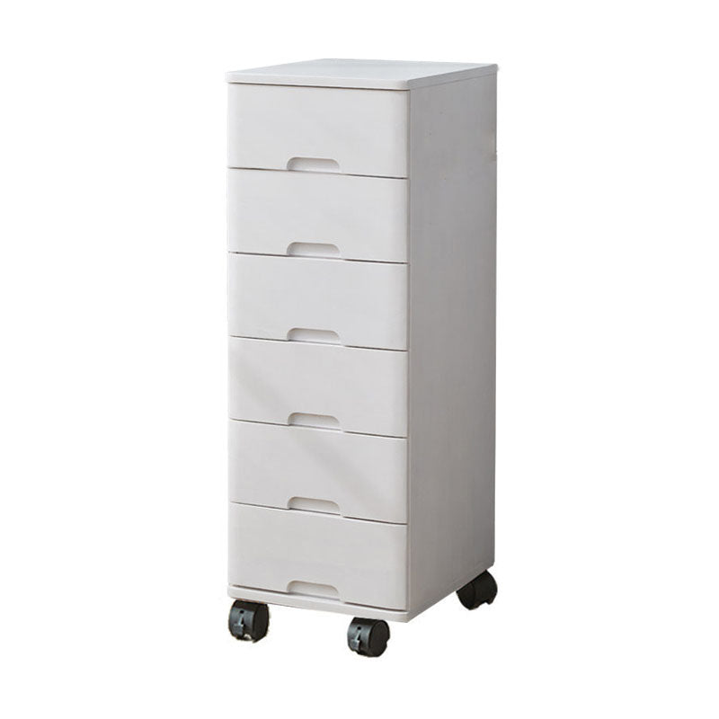 White and Brown Wooden Lingerie Chest Vertical Storage Chest Dresser with Wheels 14"L x 16"W x 42"H White Clearhalo 'Bedroom Furniture' 'Dressers & Chests' 'dressers_chests' 'furn' 'furn_dressers_chests' 'Furniture' 5406090