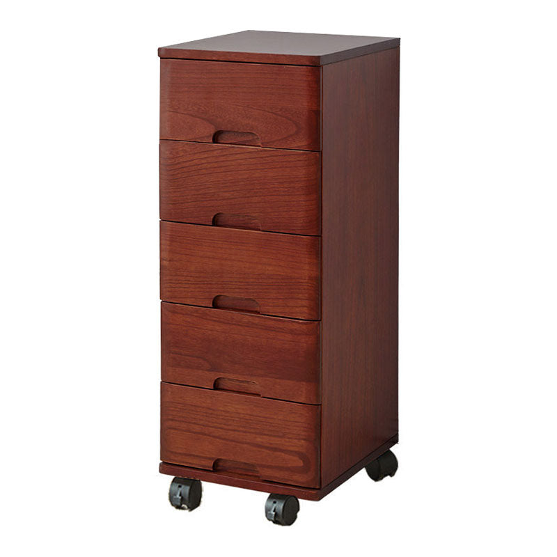 White and Brown Wooden Lingerie Chest Vertical Storage Chest Dresser with Wheels 14"L x 16"W x 35.5"H Red Brown Clearhalo 'Bedroom Furniture' 'Dressers & Chests' 'dressers_chests' 'furn' 'furn_dressers_chests' 'Furniture' 5406094
