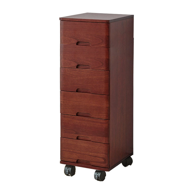 White and Brown Wooden Lingerie Chest Vertical Storage Chest Dresser with Wheels 14"L x 16"W x 42"H Red Brown Clearhalo 'Bedroom Furniture' 'Dressers & Chests' 'dressers_chests' 'furn' 'furn_dressers_chests' 'Furniture' 5406095