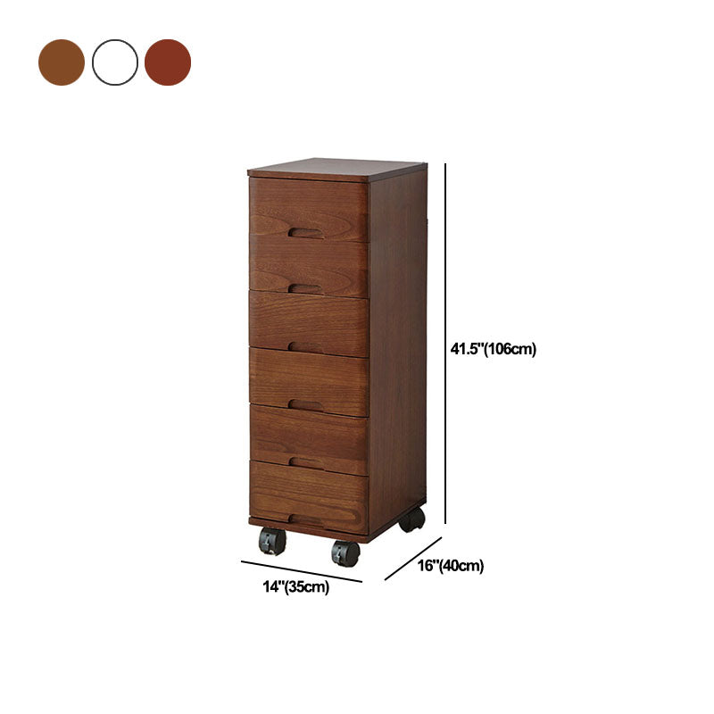 White and Brown Wooden Lingerie Chest Vertical Storage Chest Dresser with Wheels Clearhalo 'Bedroom Furniture' 'Dressers & Chests' 'dressers_chests' 'furn' 'furn_dressers_chests' 'Furniture' 5406106