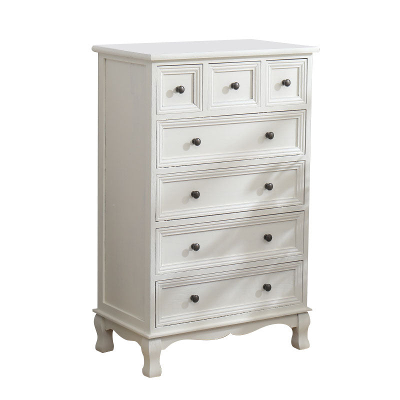 Solid Wood Storage Chest Retro Style Vertical Storage Chest Dresser 23.6"L x 13.8"W x 37.4"H Off-White Clearhalo 'Bedroom Furniture' 'Dressers & Chests' 'dressers_chests' 'furn' 'furn_dressers_chests' 'Furniture' 5406130