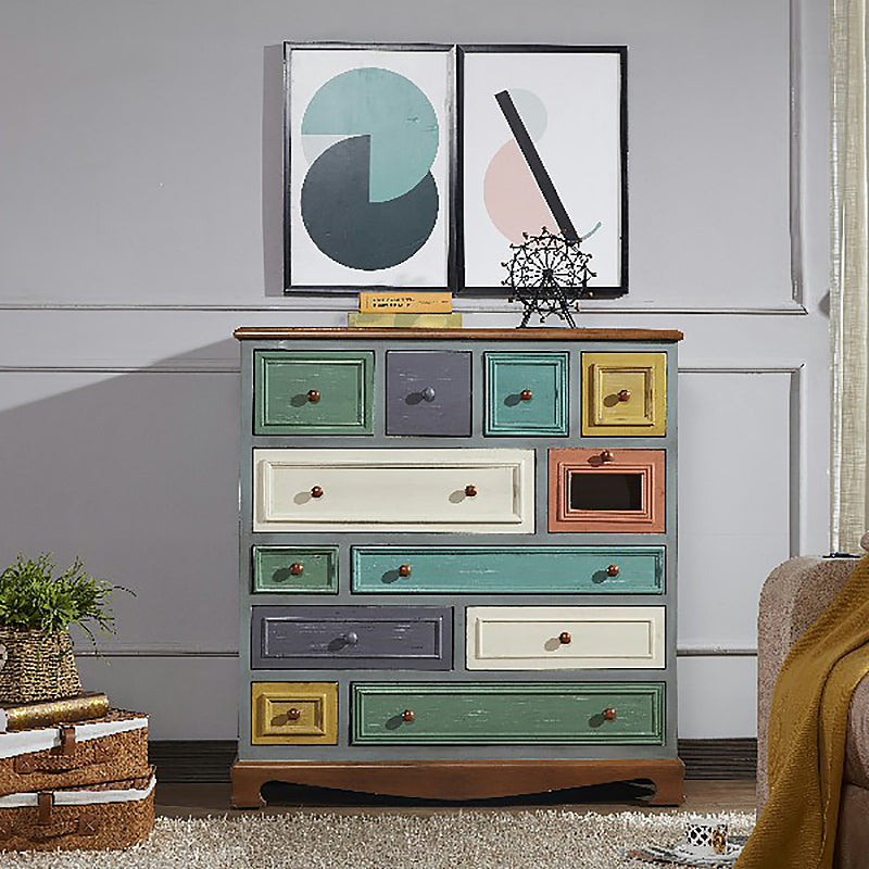 12 tiroirs lingerie en bois massif poitrine de style traditionnel poitrine verticale pour chambre à coucher