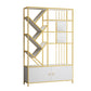 Scandinavian Open Back Bookshelf Metal Bookcase with Cabinet Gold Clearhalo 'Bookcases' 'furn' 'furn_bookcases' 'Furniture' 'Office Furniture' 5406293
