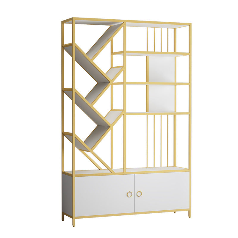 Scandinavian Open Back Bookshelf Metal Bookcase with Cabinet Gold Clearhalo 'Bookcases' 'furn' 'furn_bookcases' 'Furniture' 'Office Furniture' 5406293