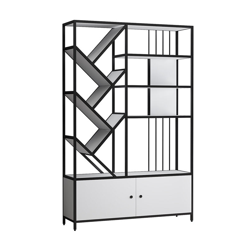 Scandinavian Open Back Bookshelf Metal Bookcase with Cabinet Black Clearhalo 'Bookcases' 'furn' 'furn_bookcases' 'Furniture' 'Office Furniture' 5406296