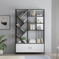 Scandinavian Open Back Bookshelf Metal Bookcase with Cabinet 55"L x 12"W x 79"H Black Clearhalo 'Bookcases' 'furn' 'furn_bookcases' 'Furniture' 'Office Furniture' 5406297