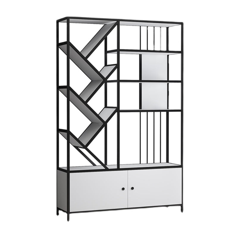 Scandinavian Open Back Bookshelf Metal Bookcase with Cabinet Clearhalo 'Bookcases' 'furn' 'furn_bookcases' 'Furniture' 'Office Furniture' 5406298