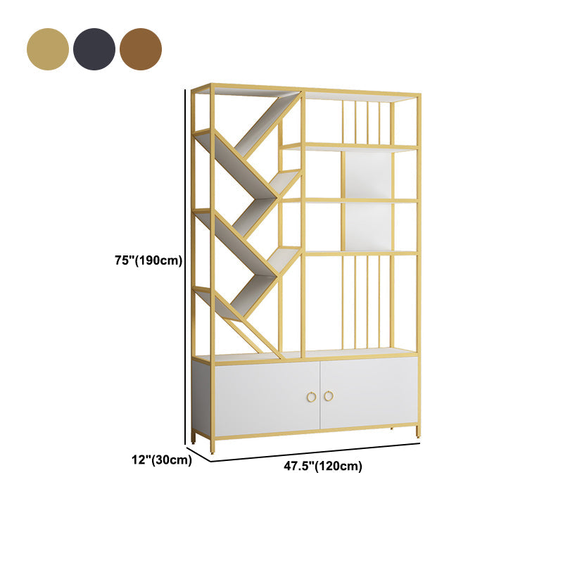 Scandinavian Open Back Bookshelf Metal Bookcase with Cabinet Clearhalo 'Bookcases' 'furn' 'furn_bookcases' 'Furniture' 'Office Furniture' 5406304