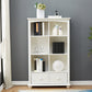 Modern Solid Wood Bookcase, White, Geometric Bookshelf for Bedroom