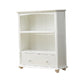 Modern Solid Wood Bookcase, White, Geometric Bookshelf for Bedroom