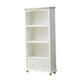 Modern Solid Wood Bookcase, White, Geometric Bookshelf for Bedroom