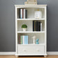 Modern Solid Wood Bookcase, White, Geometric Bookshelf for Bedroom