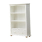 Modern Solid Wood Bookcase, White, Geometric Bookshelf for Bedroom