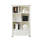 Modern Solid Wood Bookcase, White, Geometric Bookshelf for Bedroom