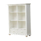 Modern Solid Wood Bookcase, White, Geometric Bookshelf for Bedroom