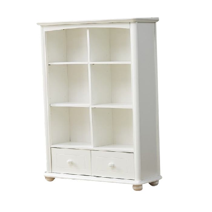 Modern Solid Wood Bookcase, White, Geometric Bookshelf for Bedroom