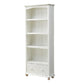 Modern Solid Wood Bookcase, White, Geometric Bookshelf for Bedroom