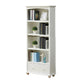 Modern Solid Wood Bookcase, White, Geometric Bookshelf for Bedroom