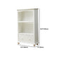 Modern Solid Wood Bookcase, White, Geometric Bookshelf for Bedroom