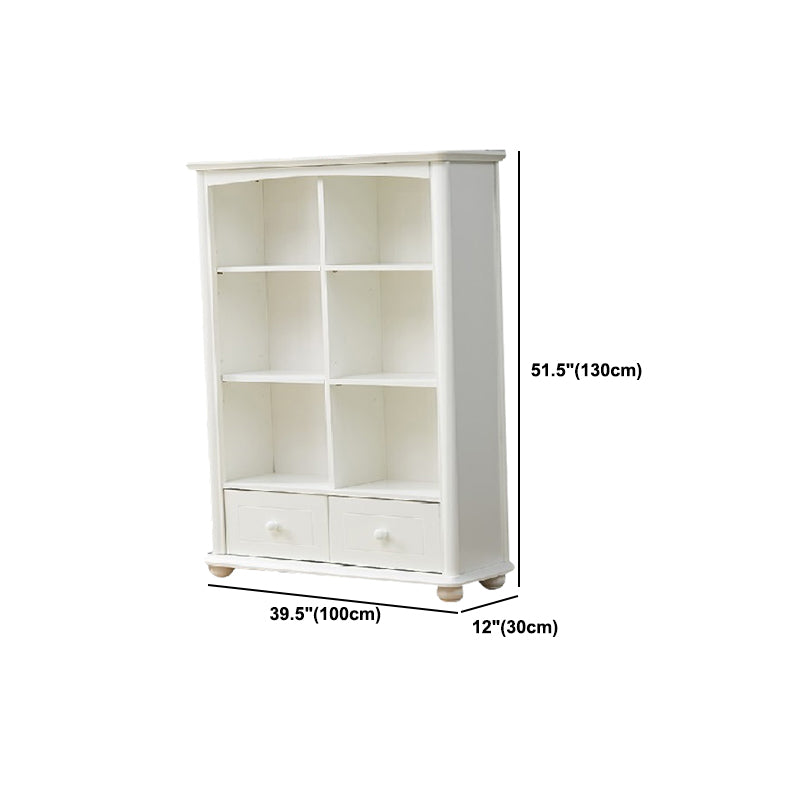 Modern Solid Wood Bookcase, White, Geometric Bookshelf for Bedroom