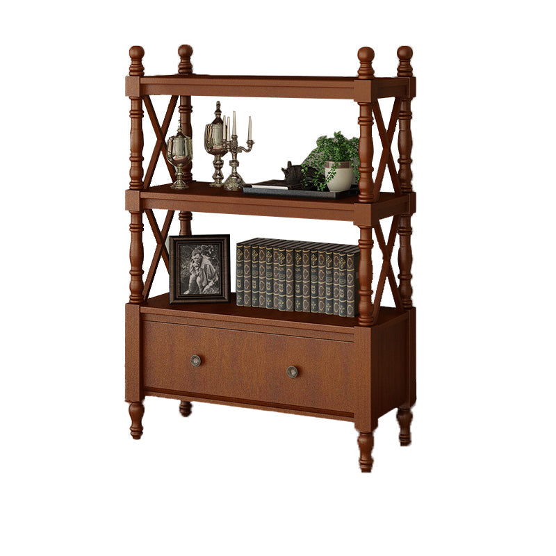 Scandinavian Study Room Bookshelf Solid Wood Etagere Bookcase 27.6"L x 14.2"W x 51.9"H Light Coffee Clearhalo 'Bookcases' 'furn' 'furn_bookcases' 'Furniture' 'Office Furniture' 5406583