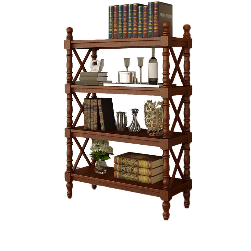 Scandinavian Study Room Bookshelf Solid Wood Etagere Bookcase 27.6"L x 14.2"W x 56.9"H Light Coffee Clearhalo 'Bookcases' 'furn' 'furn_bookcases' 'Furniture' 'Office Furniture' 5406586