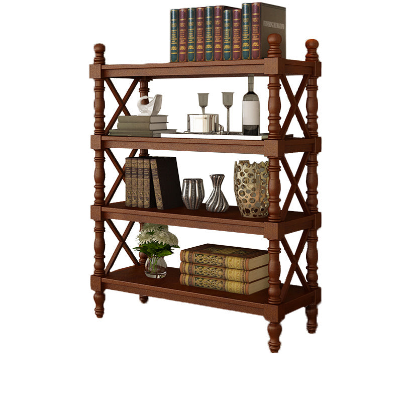 Scandinavian Study Room Bookshelf Solid Wood Etagere Bookcase 31.5"L x 14.2"W x 56.9"H Light Coffee Clearhalo 'Bookcases' 'furn' 'furn_bookcases' 'Furniture' 'Office Furniture' 5406597