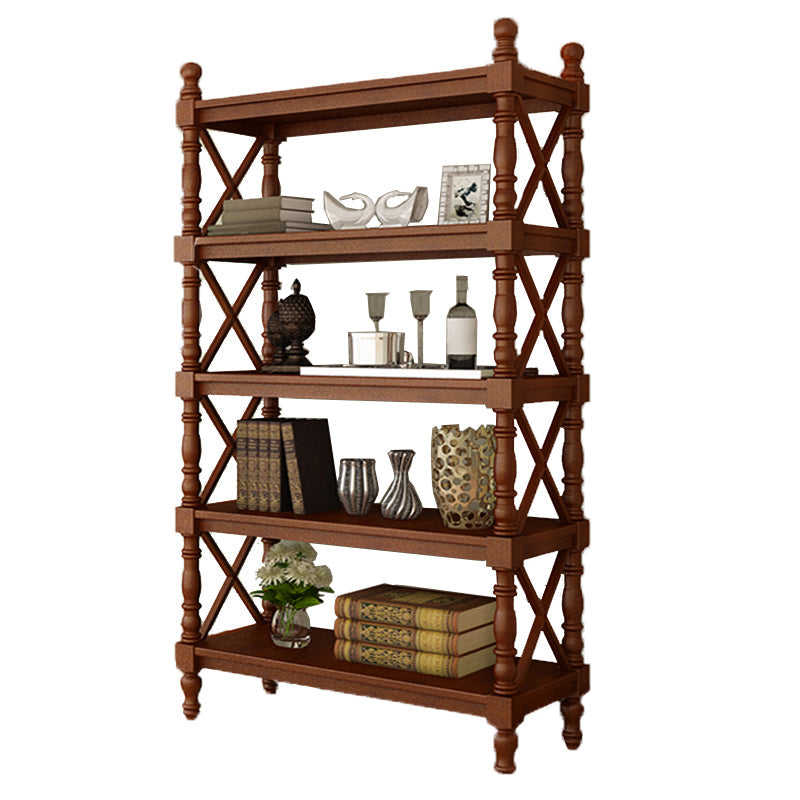 Scandinavian Study Room Bookshelf Solid Wood Etagere Bookcase 27.6"L x 14.2"W x 72.2"H Light Coffee Clearhalo 'Bookcases' 'furn' 'furn_bookcases' 'Furniture' 'Office Furniture' 5406598