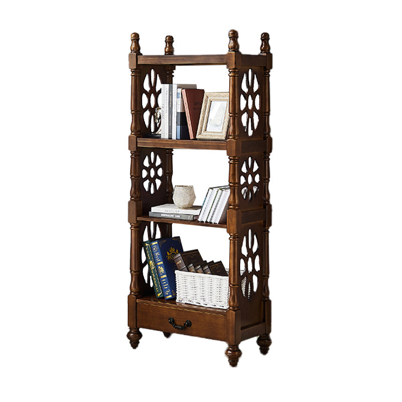 Scandinavian Study Room Bookshelf Solid Wood Etagere Bookcase 23.6"L x 11.8"W x 58.3"H Walnut Clearhalo 'Bookcases' 'furn' 'furn_bookcases' 'Furniture' 'Office Furniture' 5406599