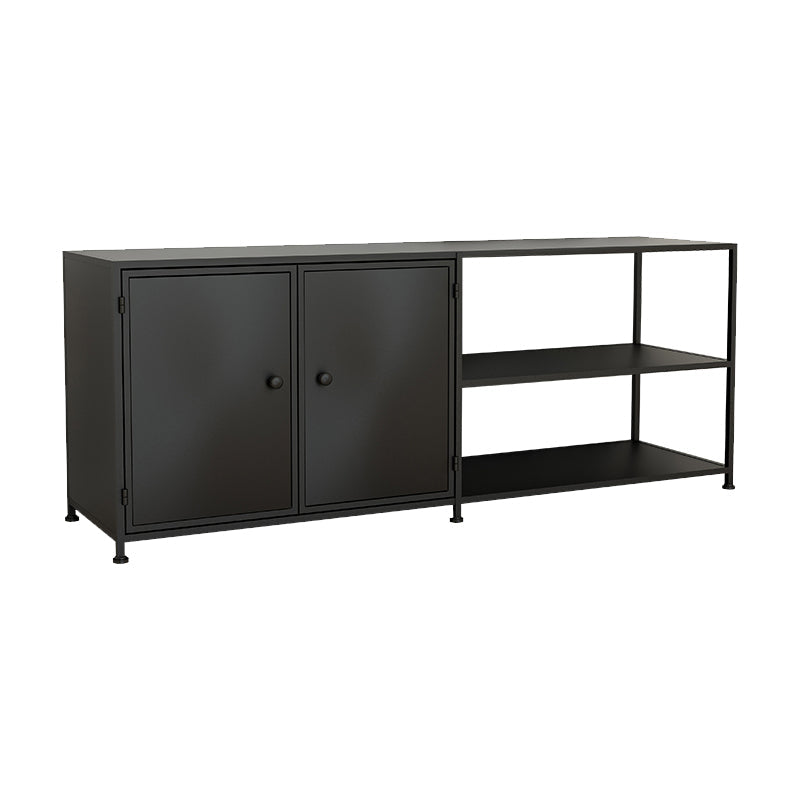 Industrial TV Media Console Metal TV Stand Console with Shelves Black 1 Clearhalo 'furn' 'furn_tv_stands_entertainment_centers' 'Furniture' 'Living Room Furniture' 'TV Stands & Entertainment Centers' 'TV Stands & Media Storage Furniture' 'tv_stands_entertainment_centers' 5406796