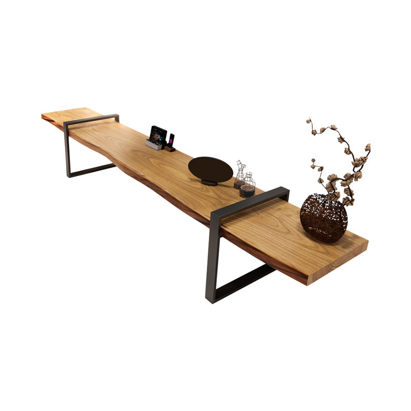 Meuble TV de 17,72 pouces de hauteur, console de style industriel en bois massif pour le salon