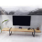 Meuble TV de 17,72 pouces de hauteur, console de style industriel en bois massif pour le salon