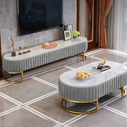 STANTE TV scandinavo imitazione console televisiva chiusa in marmo con cassetti