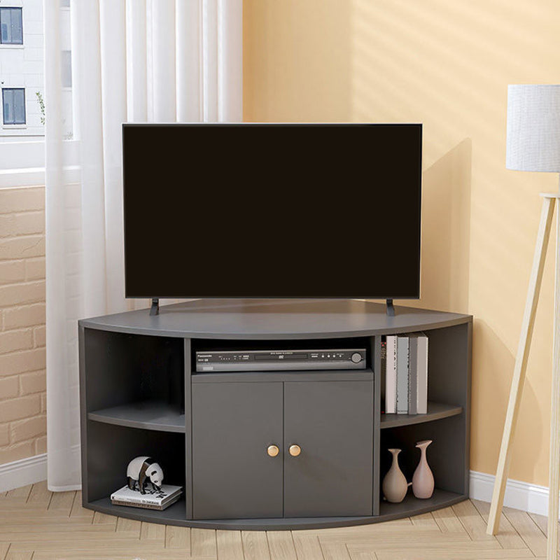 Engineered Wood Corner TV Stand Modern Style TV Cabinet with Doors Grey Clearhalo 'furn' 'furn_tv_stands_entertainment_centers' 'Furniture' 'Living Room Furniture' 'TV Stands & Entertainment Centers' 'TV Stands & Media Storage Furniture' 'tv_stands_entertainment_centers' 5406868