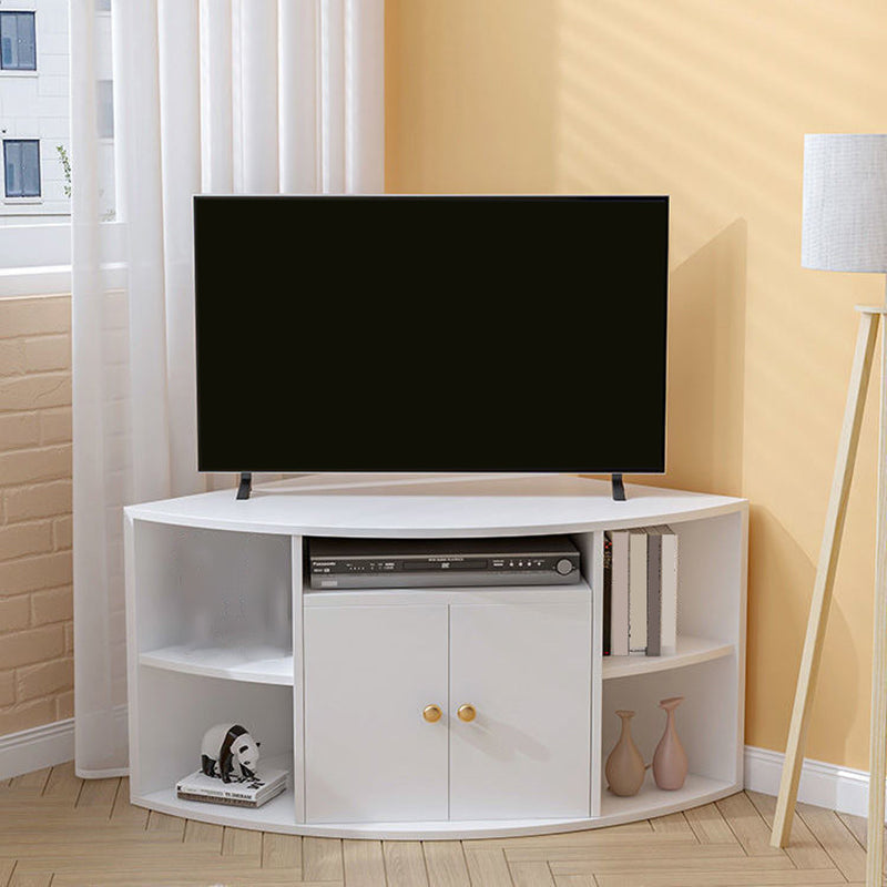 Engineered Wood Corner TV Stand Modern Style TV Cabinet with Doors White Clearhalo 'furn' 'furn_tv_stands_entertainment_centers' 'Furniture' 'Living Room Furniture' 'TV Stands & Entertainment Centers' 'TV Stands & Media Storage Furniture' 'tv_stands_entertainment_centers' 5406869