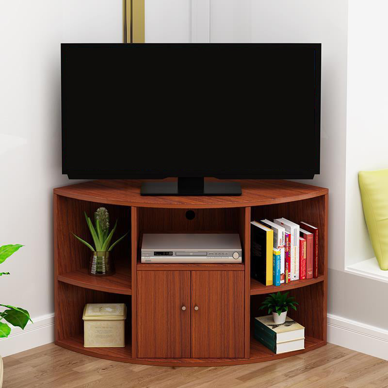 Engineered Wood Corner TV Stand Modern Style TV Cabinet with Doors Red Brown Clearhalo 'furn' 'furn_tv_stands_entertainment_centers' 'Furniture' 'Living Room Furniture' 'TV Stands & Entertainment Centers' 'TV Stands & Media Storage Furniture' 'tv_stands_entertainment_centers' 5406870